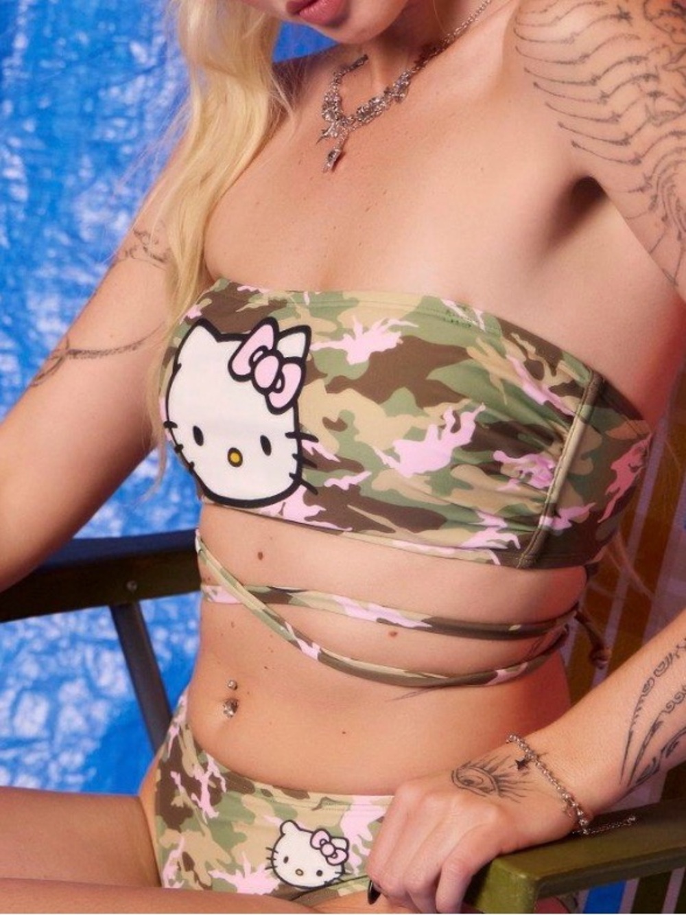 Hello kitty camouflage bandeau swim top
